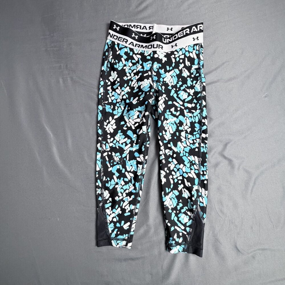 NWT YXS Girls Leggings Green Blue White Printed Athletic Sports Summer Spring